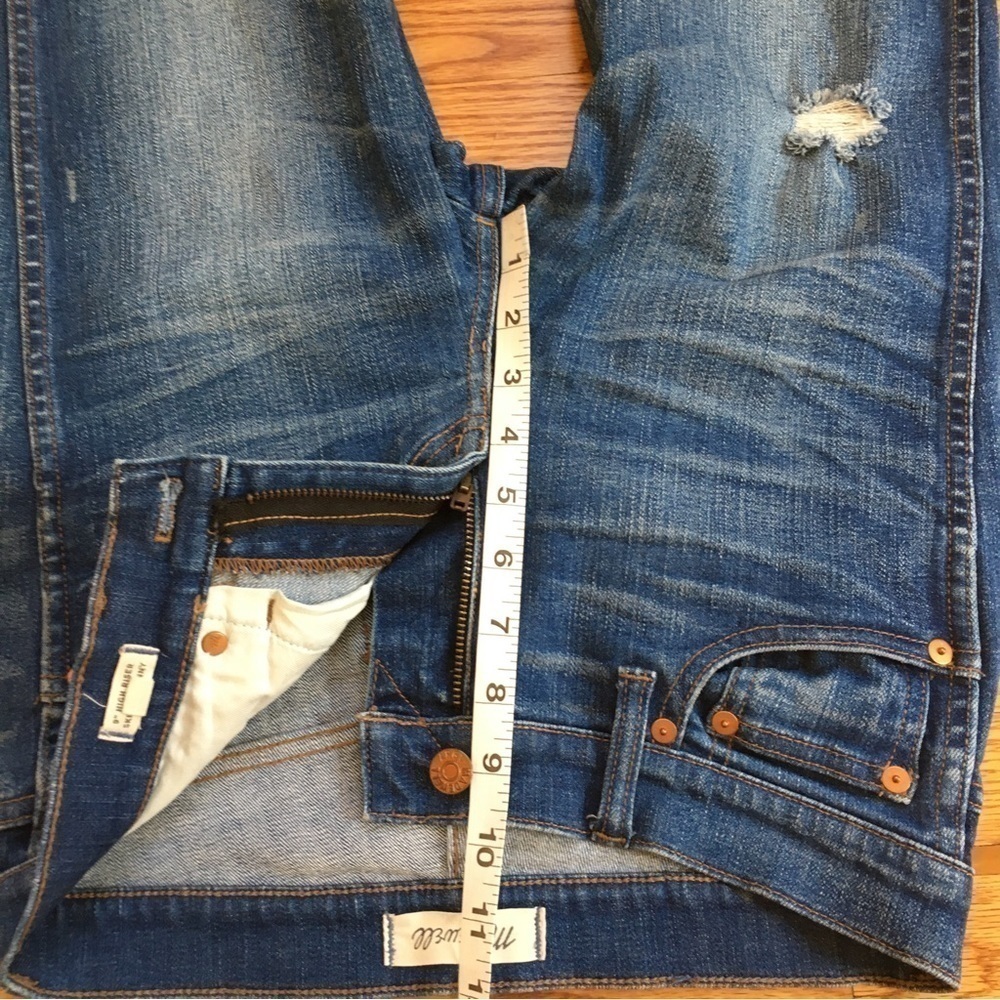 Madewell 9" High Riser Rip and Repair Medium indigo wash Skinny Jeans - Picture 11 of 15